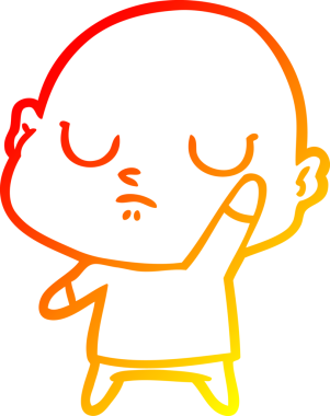 Bir insan tarafından çizilmiş kel bir adamın sıcak çizgi çizimi.