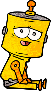 Bir insan tarafından çizilmiş çizgi film robotu