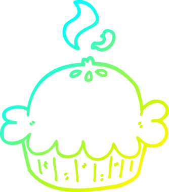 Bir insan tarafından çizilen çizgi film pastasının soğuk gradyan çizimi