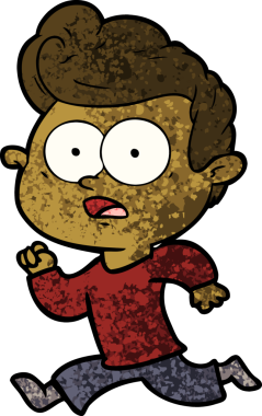 Bir insan tarafından çizilen şok olmuş karikatür adam.