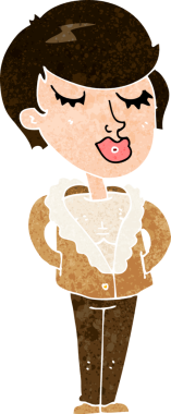 Bir insan tarafından çizilmiş havalı, rahat bir kadın.