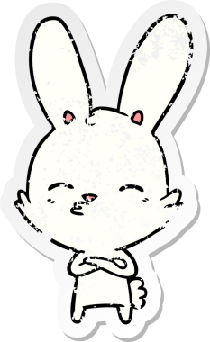 Bir insan tarafından çizilmiş garip bir tavşan çizgi filminin sıkıntılı çıkartması.