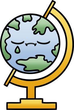 Bir insan tarafından çizilmiş dünyanın gölgeli bir karikatürü.