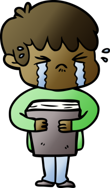 Bir insan tarafından çizilmiş ağlayan çizgi film çocuğu.