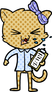 Bir insan tarafından çizilmiş çizgi film kedisi.