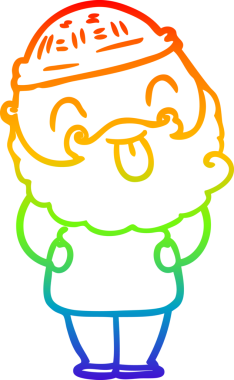 Gökkuşağı gradyan çizgisi sakallı bir adamın bir insan tarafından çizilmiş dili.