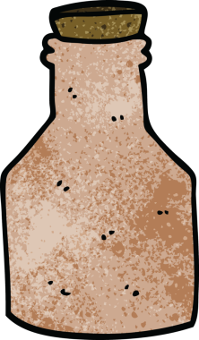 Bir insan tarafından çizilmiş mantarlı eski seramik şişeyi karala