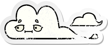 Bir insan tarafından çizilmiş şirin beyaz bulutun sıkıntılı çıkartması.