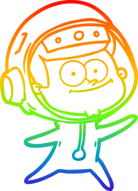 gökkuşağı gradyan çizimi mutlu bir astronot çizgi filmi bir insan tarafından çizildi