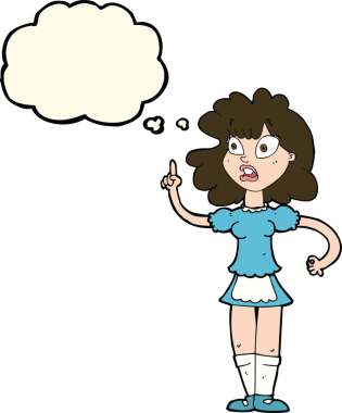 Bir insan tarafından çizilmiş düşünce balonlu endişeli bir kız.