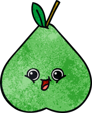 Bir insan tarafından çizilmiş yeşil armut retro grunge desen karikatürü