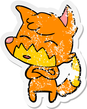 Bir insan tarafından çizilmiş tilki çizgi filminin sıkıntılı çıkartması.