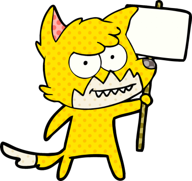 Bir insan tarafından çizilmiş protestolu çizgi film karakteri.