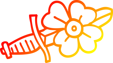 Bir insan tarafından çizilmiş bir çizgi dövmeli hançer sembolünün sıcak çizgi çizimi