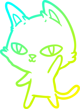 Bir insan tarafından çizilen çizgi film kedisinin soğuk gradyan çizgisi.