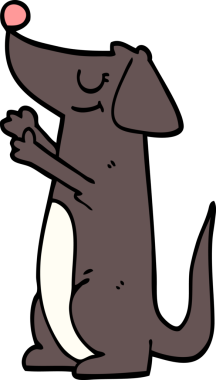 Bir insan tarafından çizilmiş iyi huylu bir köpek.