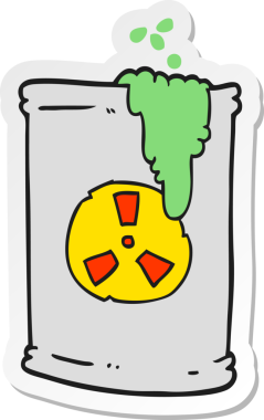 Bir insan tarafından çizilmiş radyoaktif atığın çıkartması.