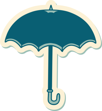 Bir insan tarafından çizilmiş geleneksel bir şemsiye stili dövme çıkartması.