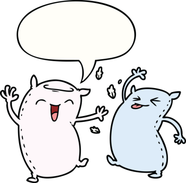 Bir insan tarafından çizilmiş konuşma balonlu karton yastıklar.