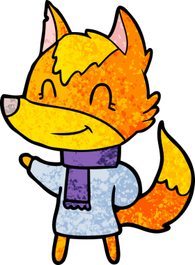 Bir insan tarafından çizilmiş tilki çizgi film karakteri