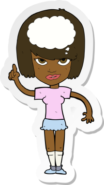 Bir insan tarafından çizilmiş fikri olan bir karikatür kadının çıkartması.