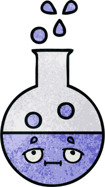 Bir insan tarafından çizilmiş bir test tüpünün retro grunge desen karikatürü