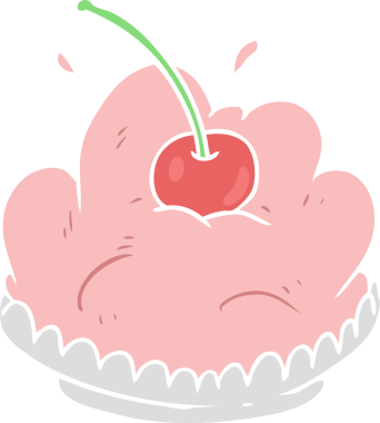 Bir insan tarafından çizilmiş düz renkli çizgi film tatlısı