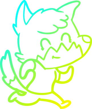 Bir insan tarafından çizilmiş mutlu tilki çizgi filmi.