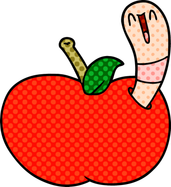 Bir insan tarafından çizilmiş elma solucanı.