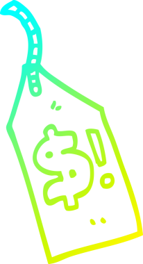 Bir insan tarafından çizilmiş bir karikatür fiyat etiketinin soğuk gradyan çizimi