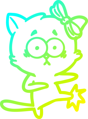 Bir insan tarafından çizilen çizgi film kedisinin soğuk gradyan çizgisi.