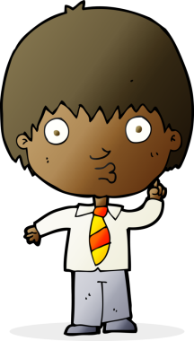 Bir insan tarafından çizilen soruyu cevaplayan karikatür okulu çocuğu.