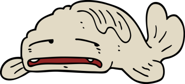 bir insan tarafından çizilmiş üzgün yaşlı balık çizgi filmi