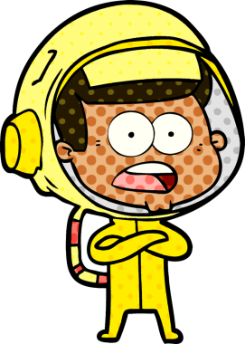 Karikatür bir insan tarafından çizilen astronotu şaşırttı.