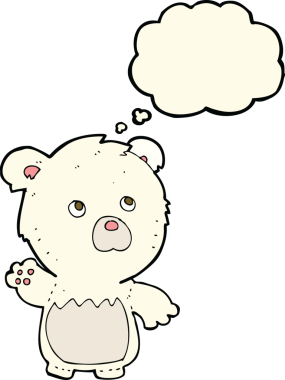 Bir insan tarafından çizilmiş düşünce baloncuklu kutup ayısı.