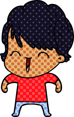 Bir insan tarafından çizilmiş gülen kadın çizgi filmi.