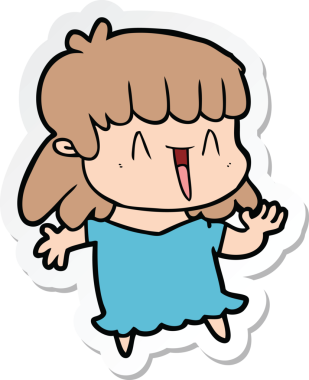 Bir insan tarafından çizilmiş bir karikatür kadının çıkartması.