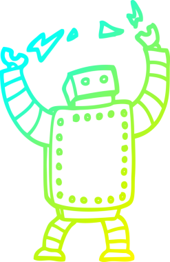 Bir insan tarafından çizilmiş dev robot çizgi çizimi.