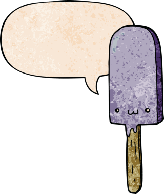bir insan tarafından çizilmiş eski moda konuşma baloncuklu buz lolipopu.