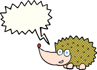 Bir insan tarafından çizilmiş serbest çizilmiş çizgi roman konuşma balonu kirpisi.