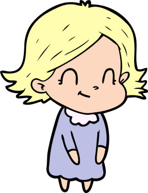 Bir insan tarafından çizilmiş karikatür dostu kız.