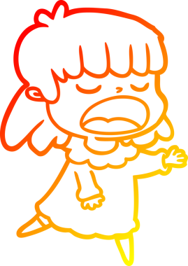 Bir insan tarafından yüksek sesle çizilmiş bir çizgi film kadını çizimi.