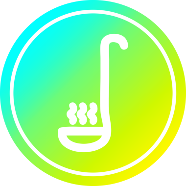 Çorba kepçesi dairesel simgesi ve bir insan tarafından çizilmiş havalı gradyan tablosu