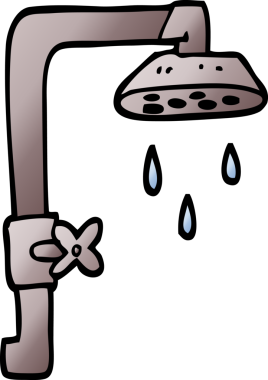 Bir insan tarafından çizilmiş vektör eğimli çizim karikatür duş başlığı