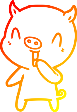 Bir insan tarafından çizilmiş mutlu çizgi film domuzu çizimi.