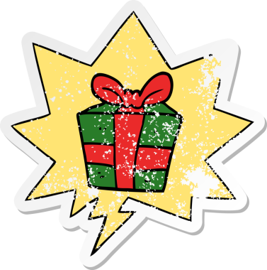 Konuşma baloncuğu olan karikatür bir insan tarafından çizilmiş sıkıntılı eski bir çıkartma