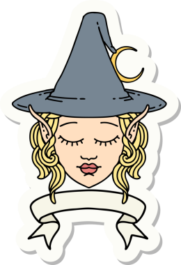 Bir insan tarafından çizilmiş pankartıyla Elf Büyücüsü karakterinin çıkartması.