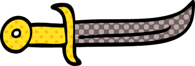 Çizgi film kavisli hançer bir insan tarafından çizilmiş.