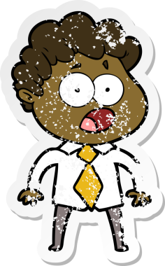 Bir insan tarafından çizilen şaşkınlık içinde soluk soluğa kalmış bir çizgi film karakterinin sıkıntılı çıkartması.