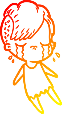 Bir insan tarafından çizilmiş, ağlayan bir çizgi film çizimi.